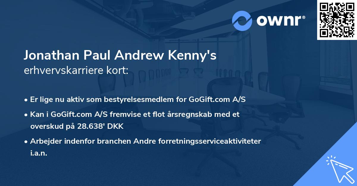 Jonathan Paul Andrew Kenny's erhvervskarriere kort