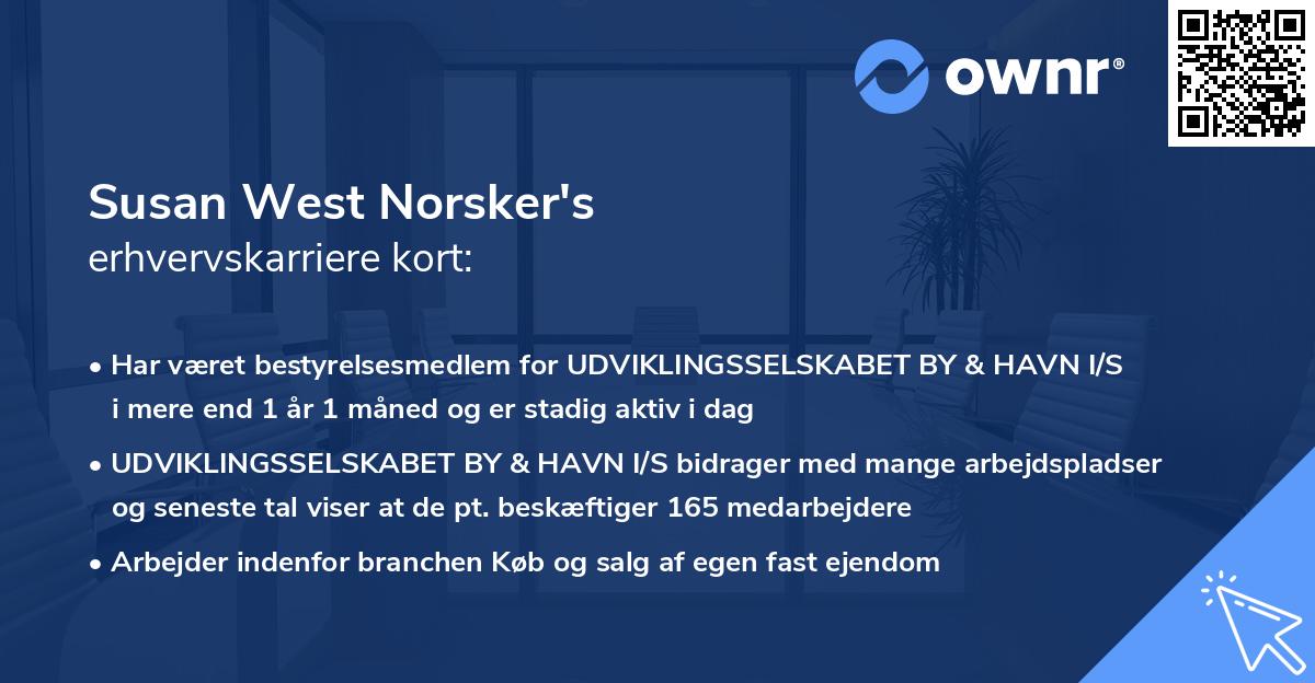 Susan West Norsker's erhvervskarriere kort