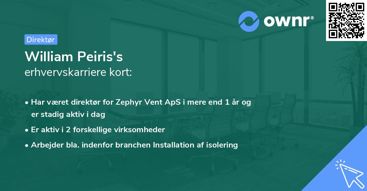 William Peiris's erhvervskarriere kort