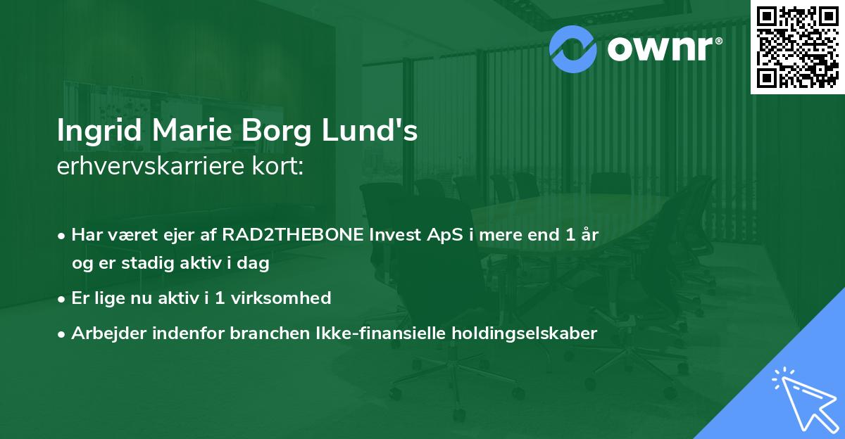 Ingrid Marie Borg Lund's erhvervskarriere kort