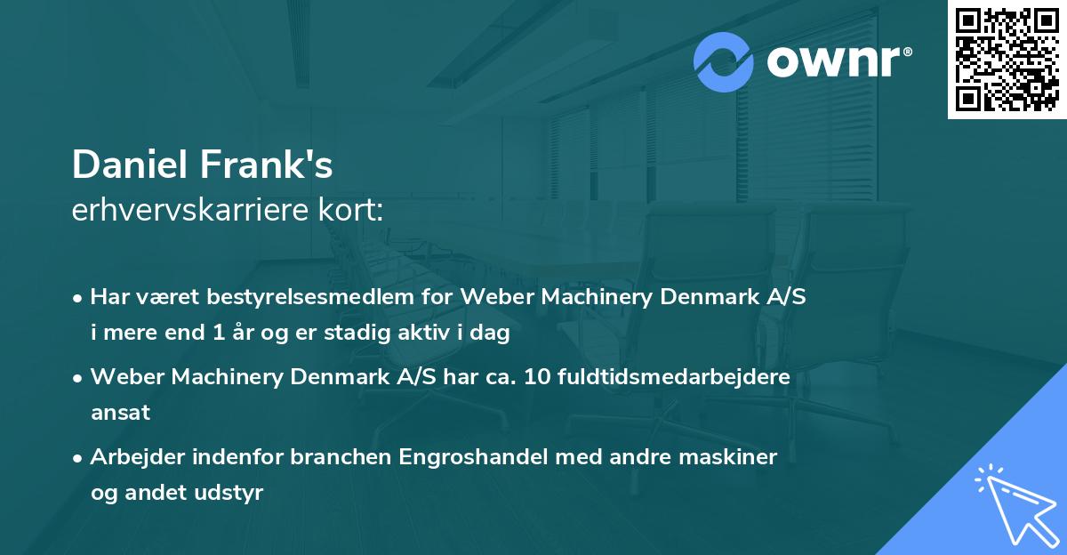 Daniel Frank's erhvervskarriere kort
