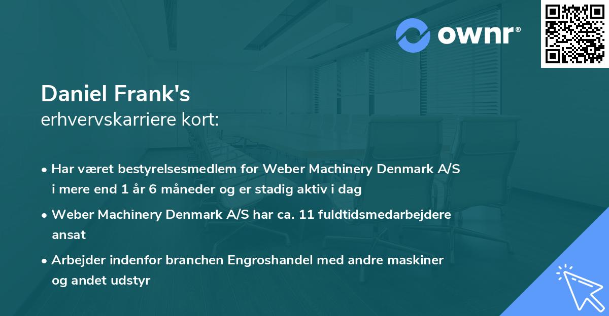 Daniel Frank's erhvervskarriere kort