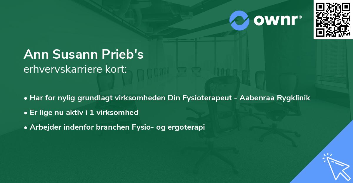 Ann Susann Prieb's erhvervskarriere kort