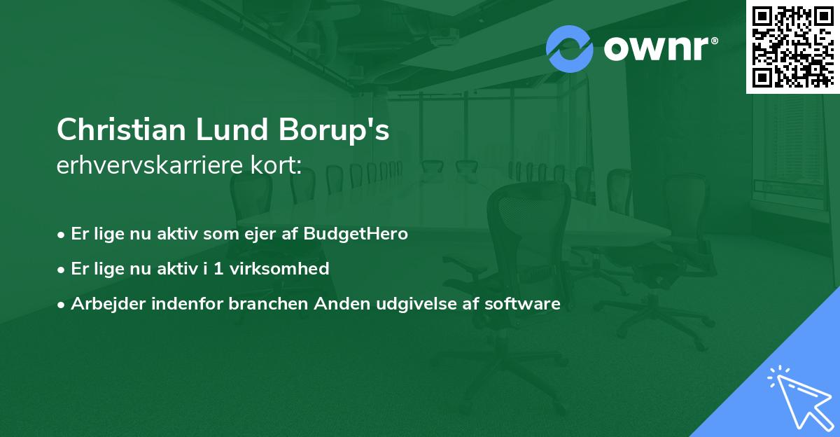 Christian Lund Borup's erhvervskarriere kort