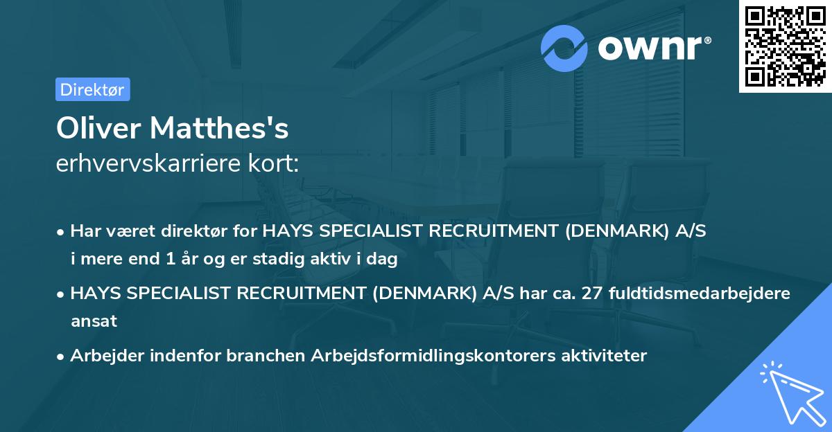 Oliver Matthes's erhvervskarriere kort