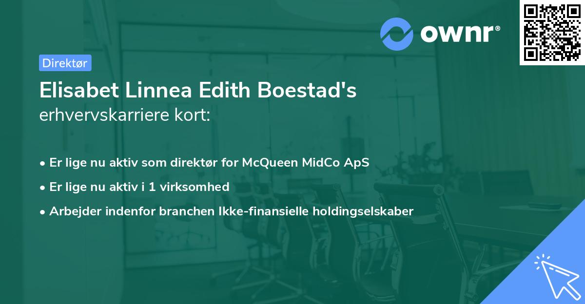 Elisabet Linnea Edith Boestad's erhvervskarriere kort