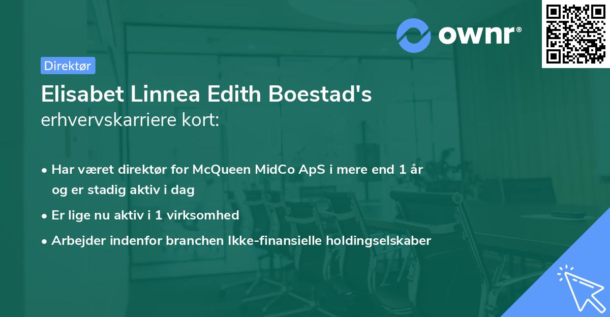 Elisabet Linnea Edith Boestad's erhvervskarriere kort