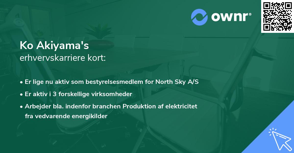 Ko Akiyama's erhvervskarriere kort