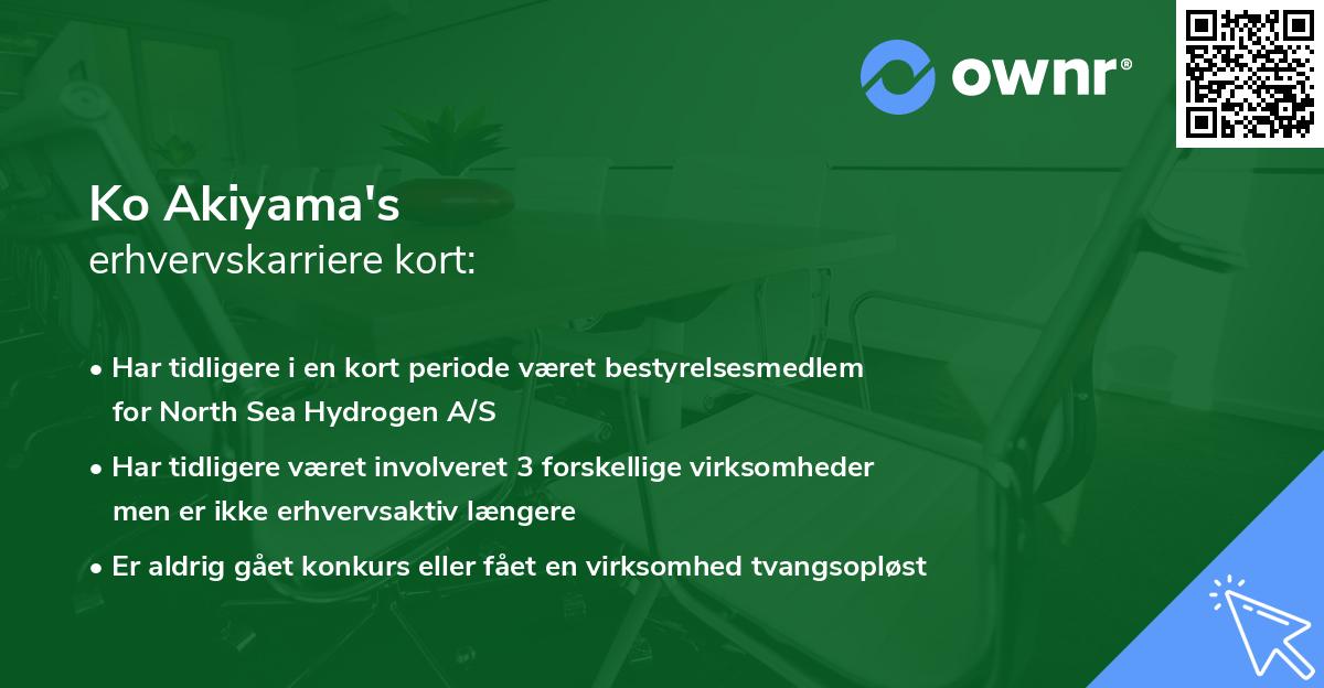 Ko Akiyama's erhvervskarriere kort