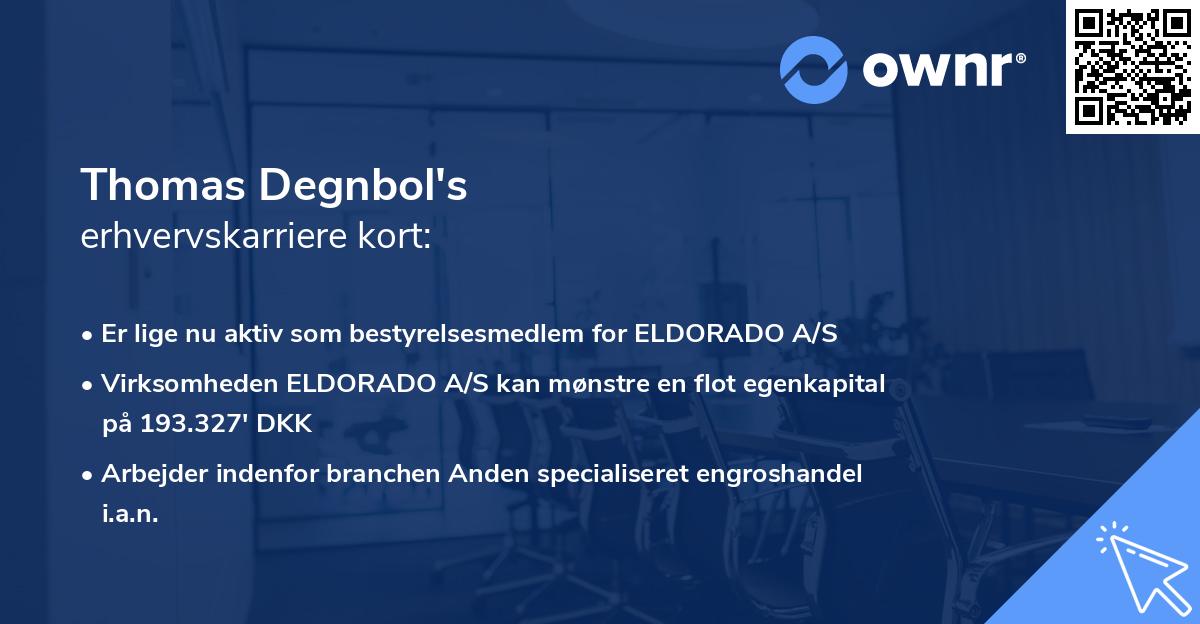 Thomas Degnbol's erhvervskarriere kort