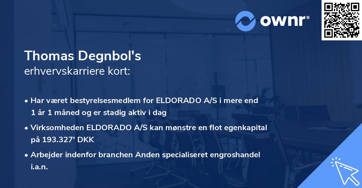 Thomas Degnbol's erhvervskarriere kort