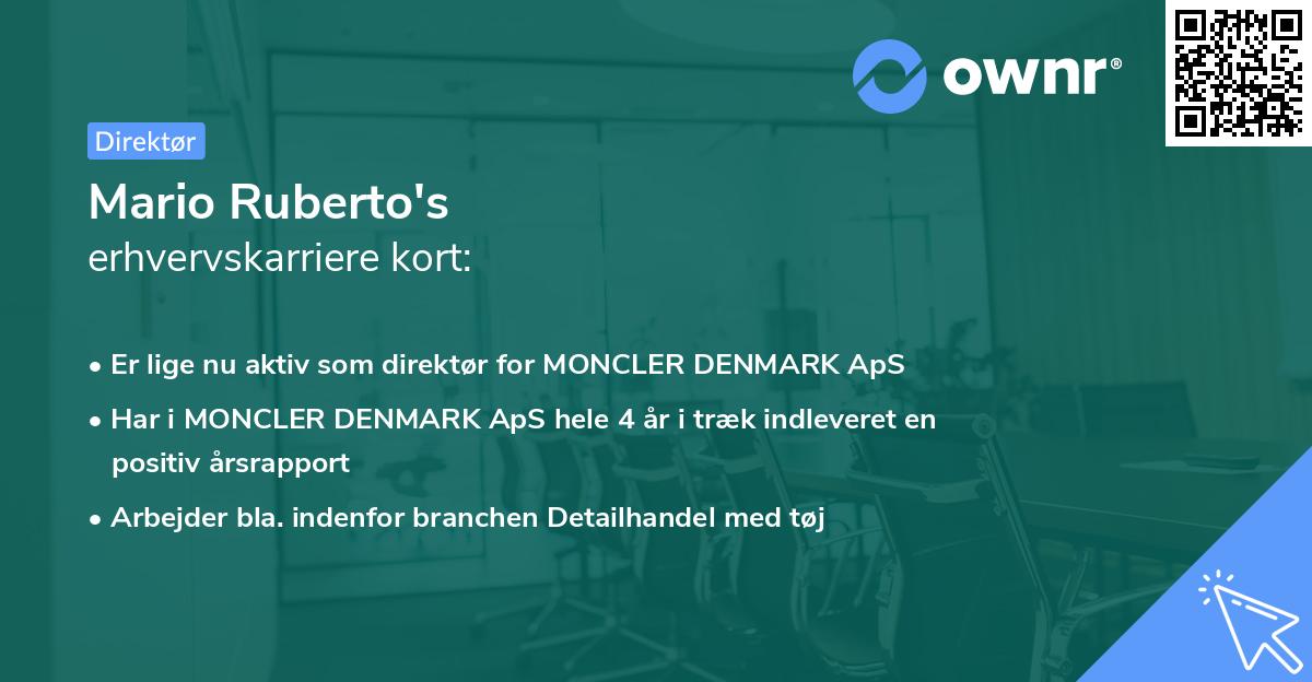 Mario Ruberto's erhvervskarriere kort