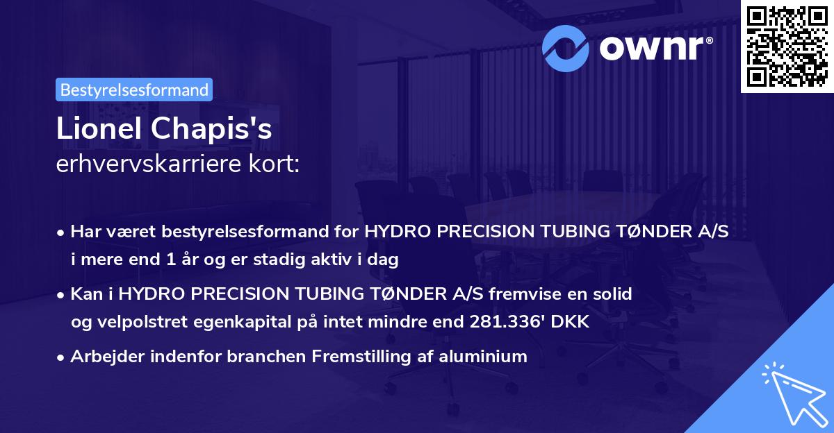 Lionel Chapis's erhvervskarriere kort