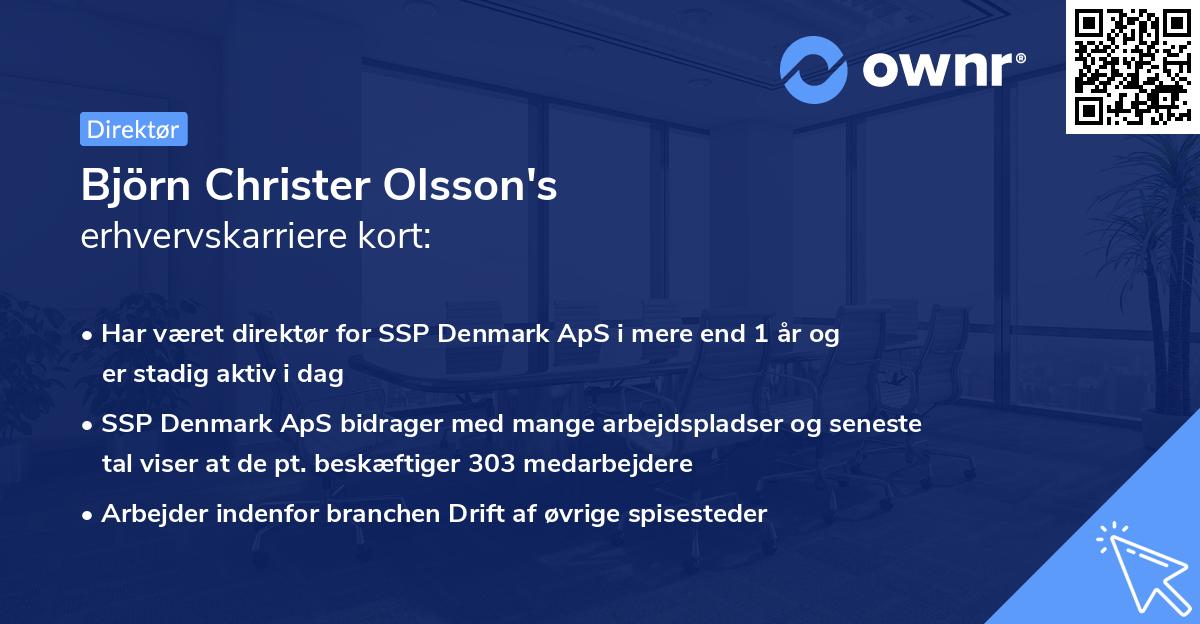 Björn Christer Olsson's erhvervskarriere kort