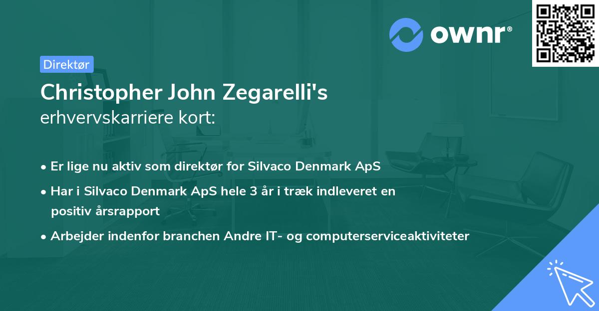 Christopher John Zegarelli's erhvervskarriere kort