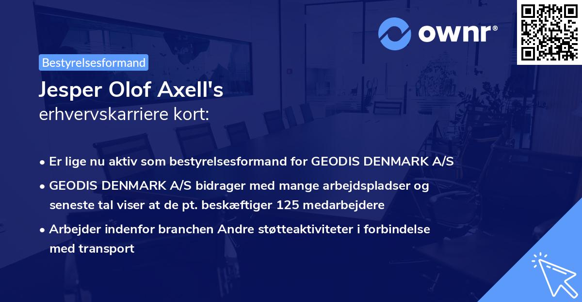 Jesper Olof Axell's erhvervskarriere kort