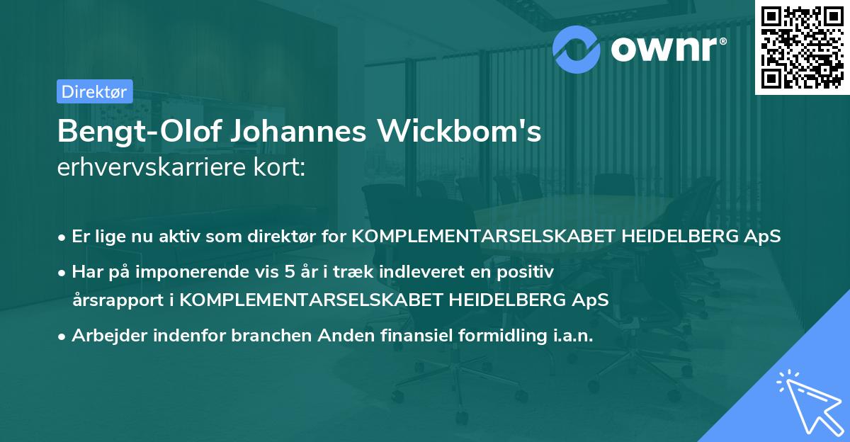 Bengt-Olof Johannes Wickbom's erhvervskarriere kort