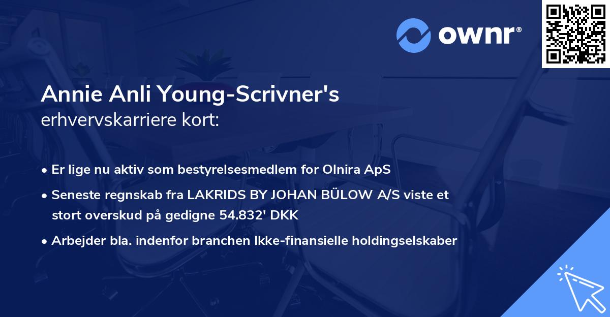 Annie Anli Young-Scrivner's erhvervskarriere kort