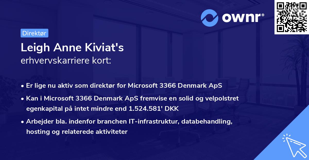 Leigh Anne Kiviat's erhvervskarriere kort