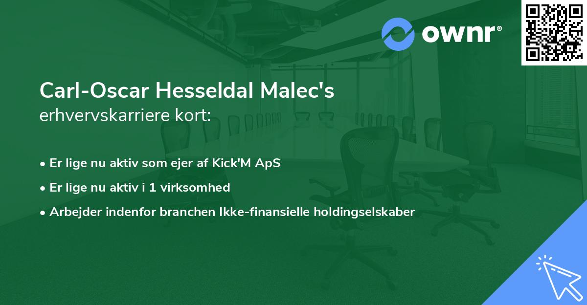 Carl-Oscar Hesseldal Malec's erhvervskarriere kort