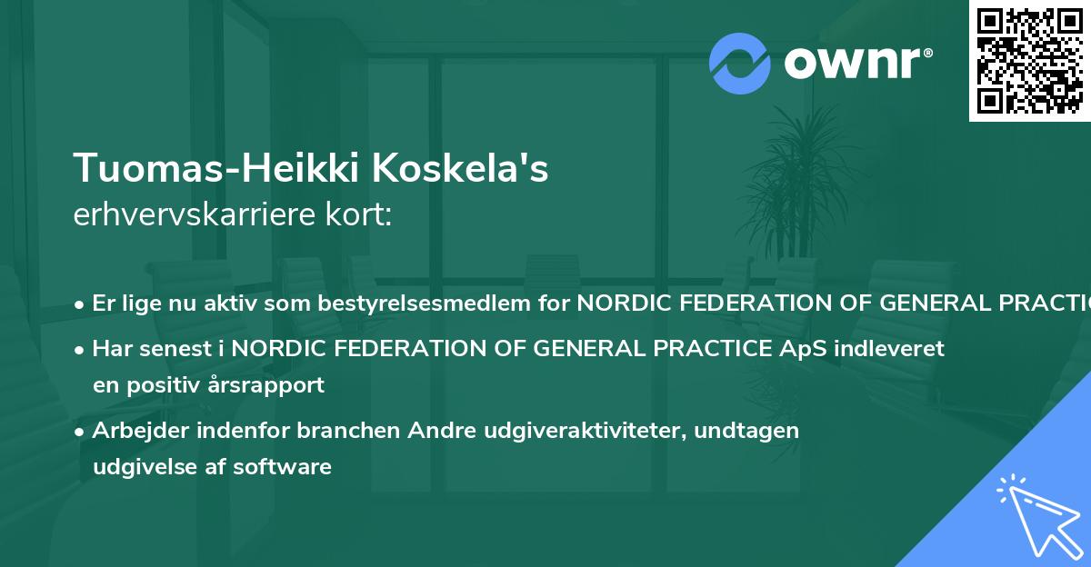 Tuomas-Heikki Koskela's erhvervskarriere kort