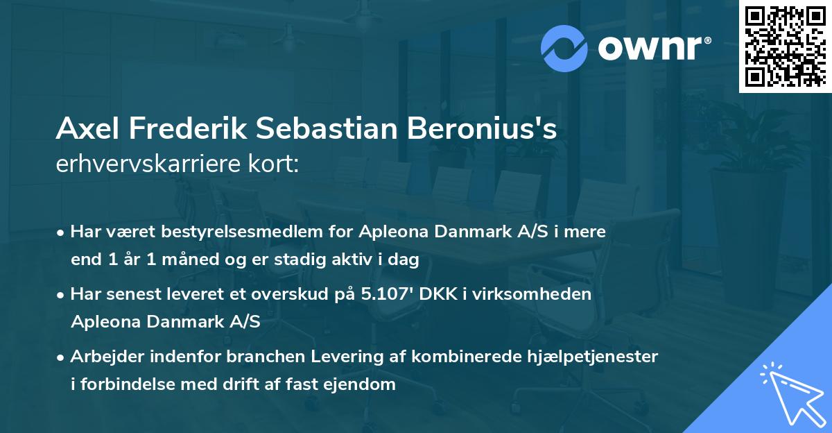 Axel Frederik Sebastian Beronius's erhvervskarriere kort