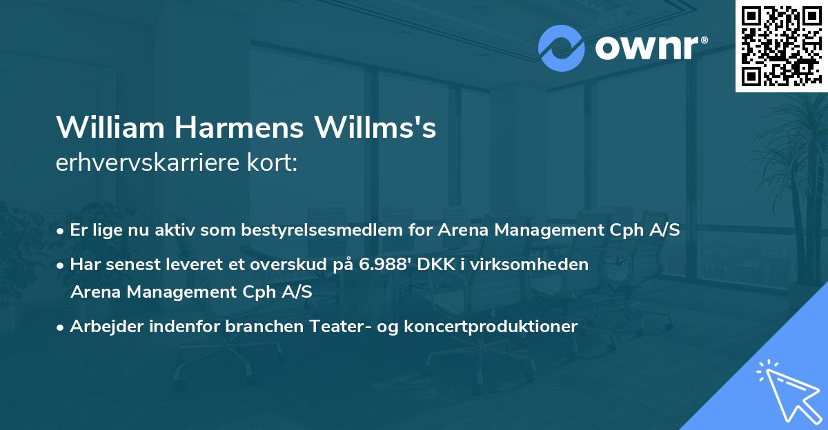 William Harmens Willms's erhvervskarriere kort