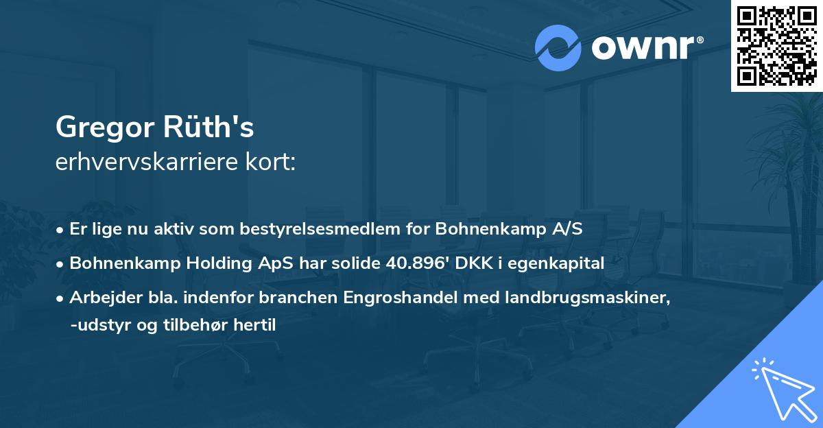 Gregor Rüth's erhvervskarriere kort