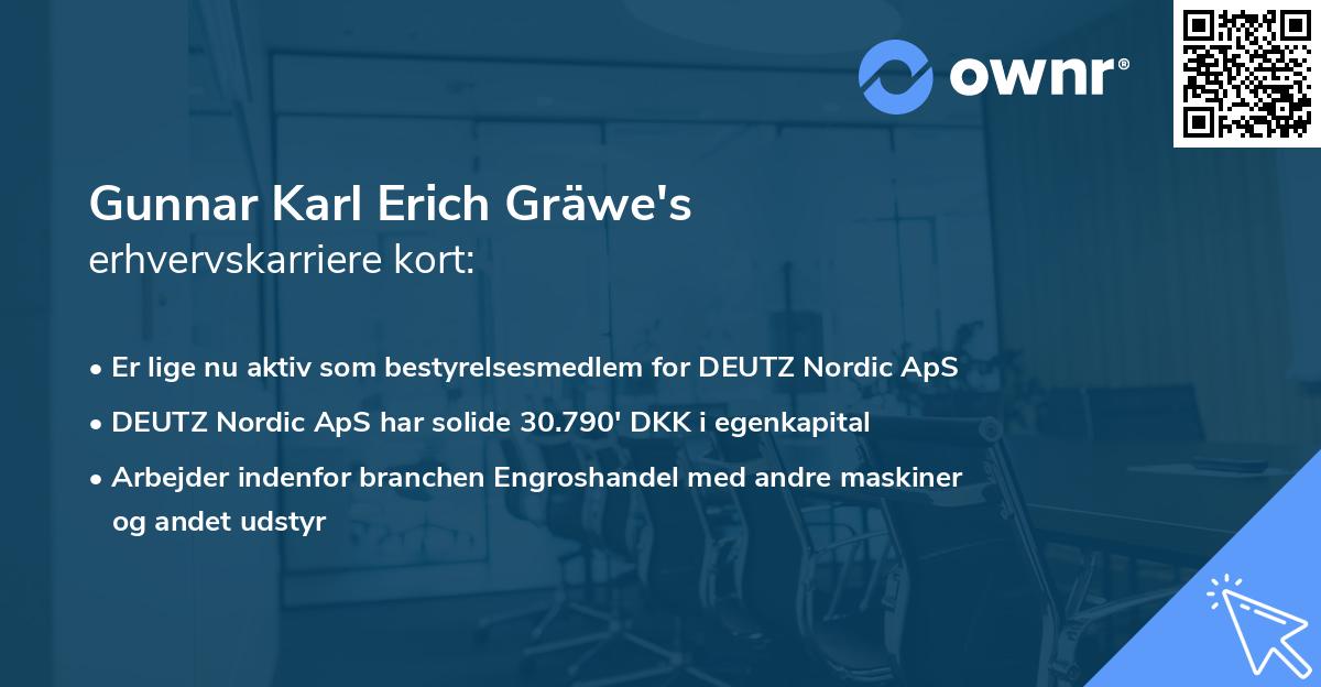 Gunnar Karl Erich Gräwe's erhvervskarriere kort