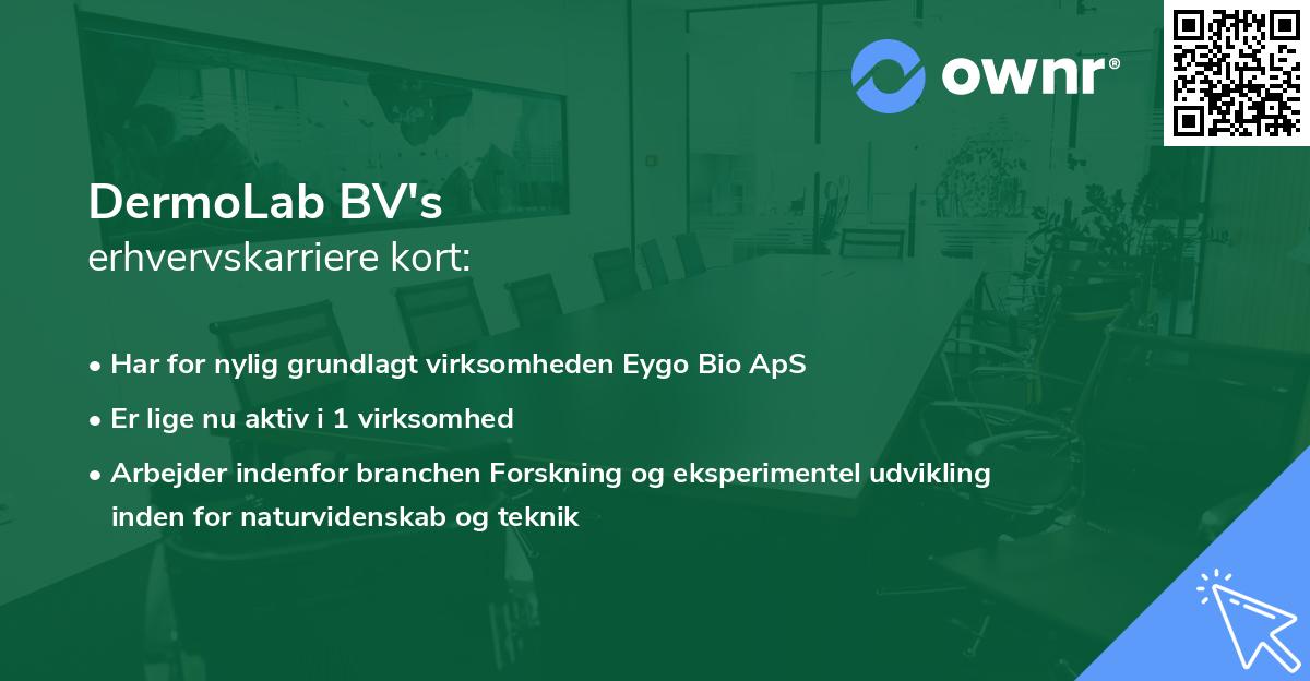 DermoLab BV's erhvervskarriere kort