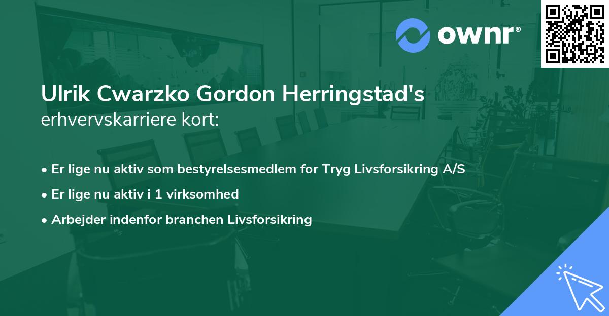 Ulrik Cwarzko Gordon Herringstad's erhvervskarriere kort