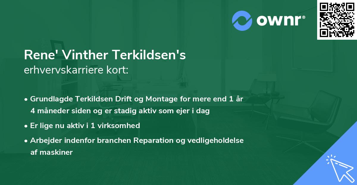 Rene' Vinther Terkildsen's erhvervskarriere kort