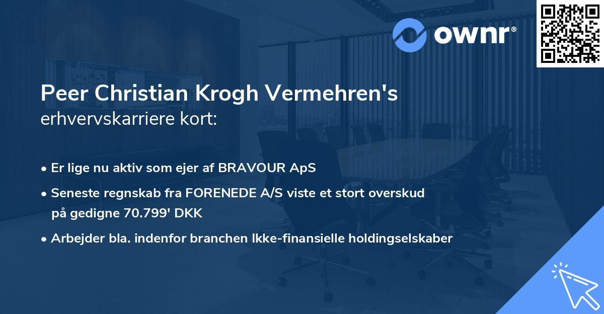 Peer Christian Krogh Vermehren's erhvervskarriere kort