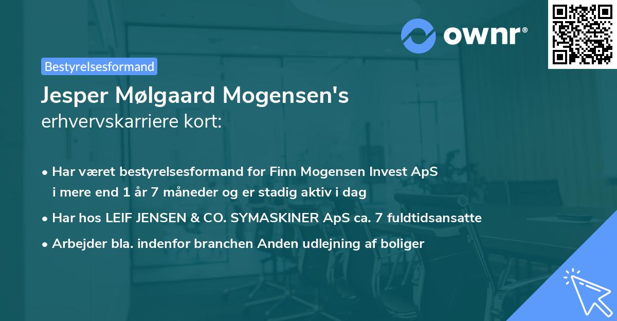 Jesper Mølgaard Mogensen's erhvervskarriere kort