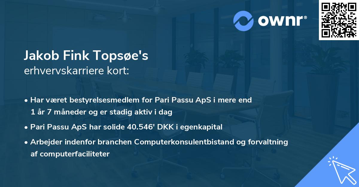 Jakob Fink Topsøe's erhvervskarriere kort