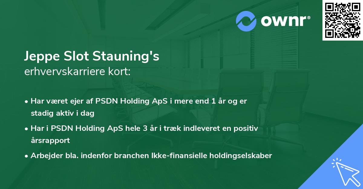 Jeppe Slot Stauning's erhvervskarriere kort