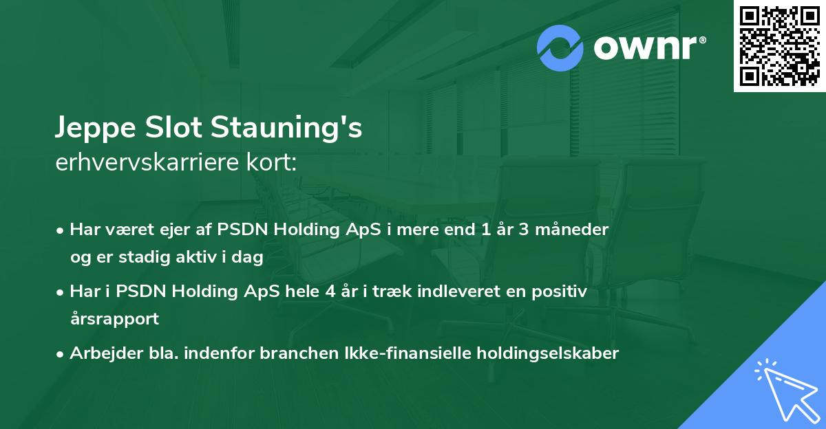Jeppe Slot Stauning's erhvervskarriere kort