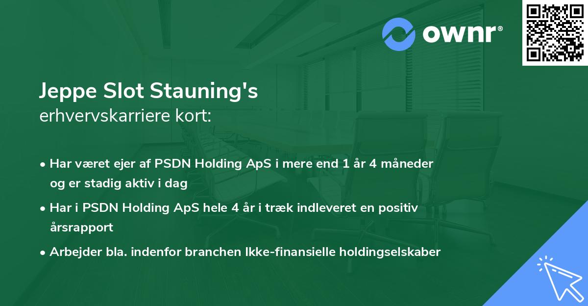Jeppe Slot Stauning's erhvervskarriere kort