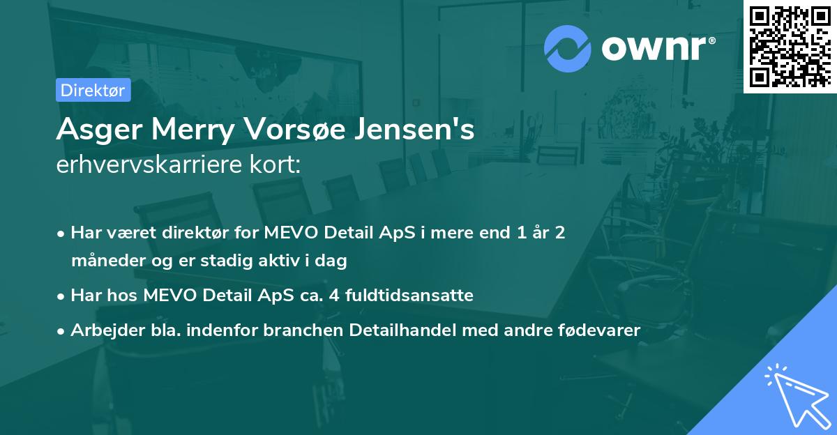 Asger Merry Vorsøe Jensen's erhvervskarriere kort
