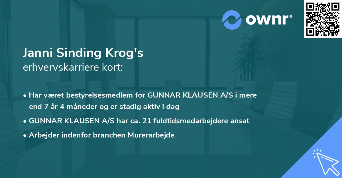 Janni Sinding Krog's erhvervskarriere kort