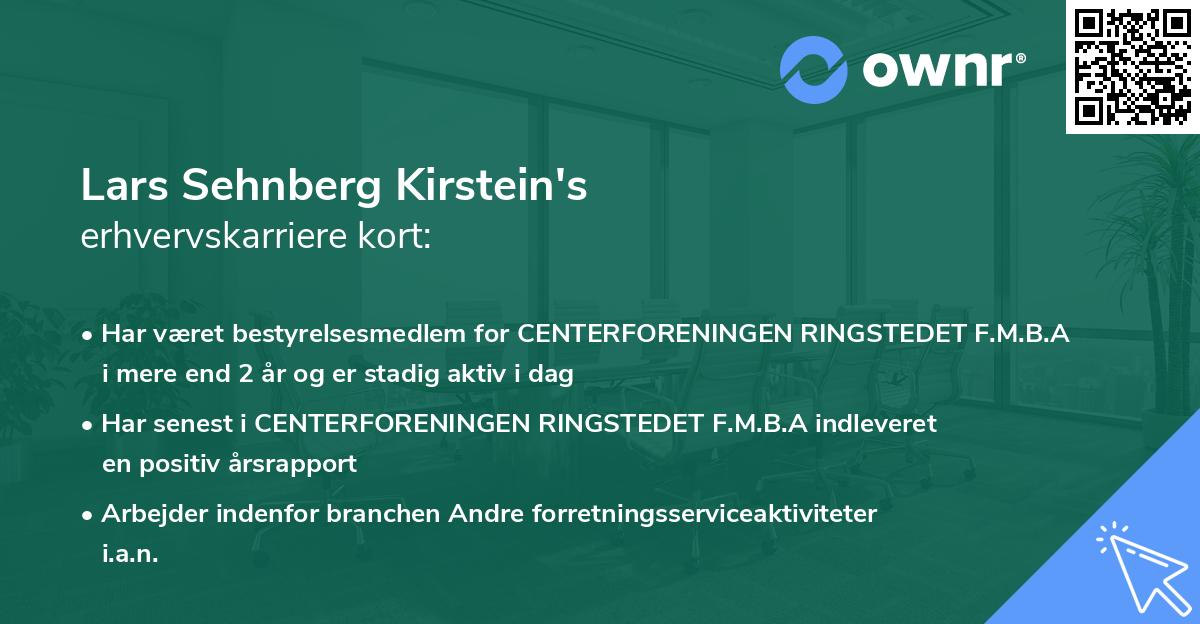 Lars Sehnberg Kirstein's erhvervskarriere kort