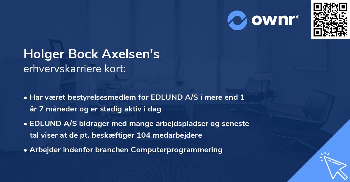 Holger Bock Axelsen's erhvervskarriere kort