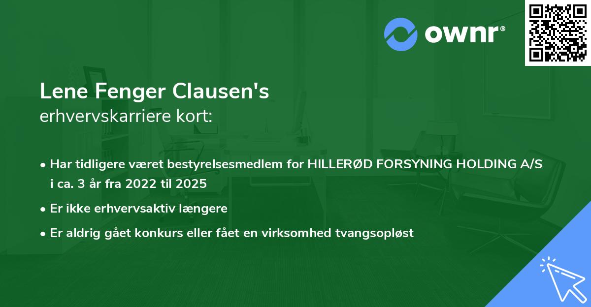 Lene Fenger Clausen's erhvervskarriere kort