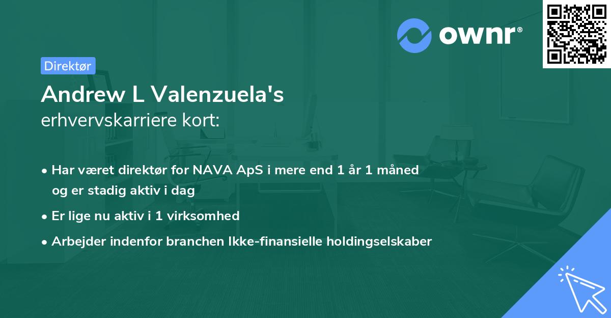 Andrew L Valenzuela's erhvervskarriere kort