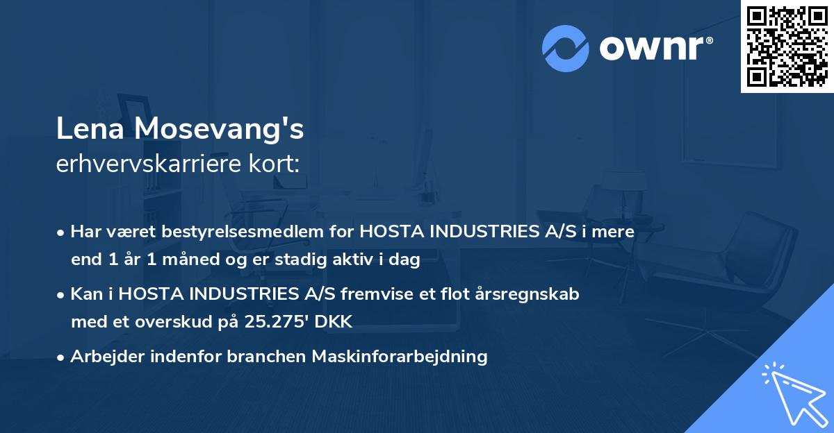 Lena Mosevang's erhvervskarriere kort