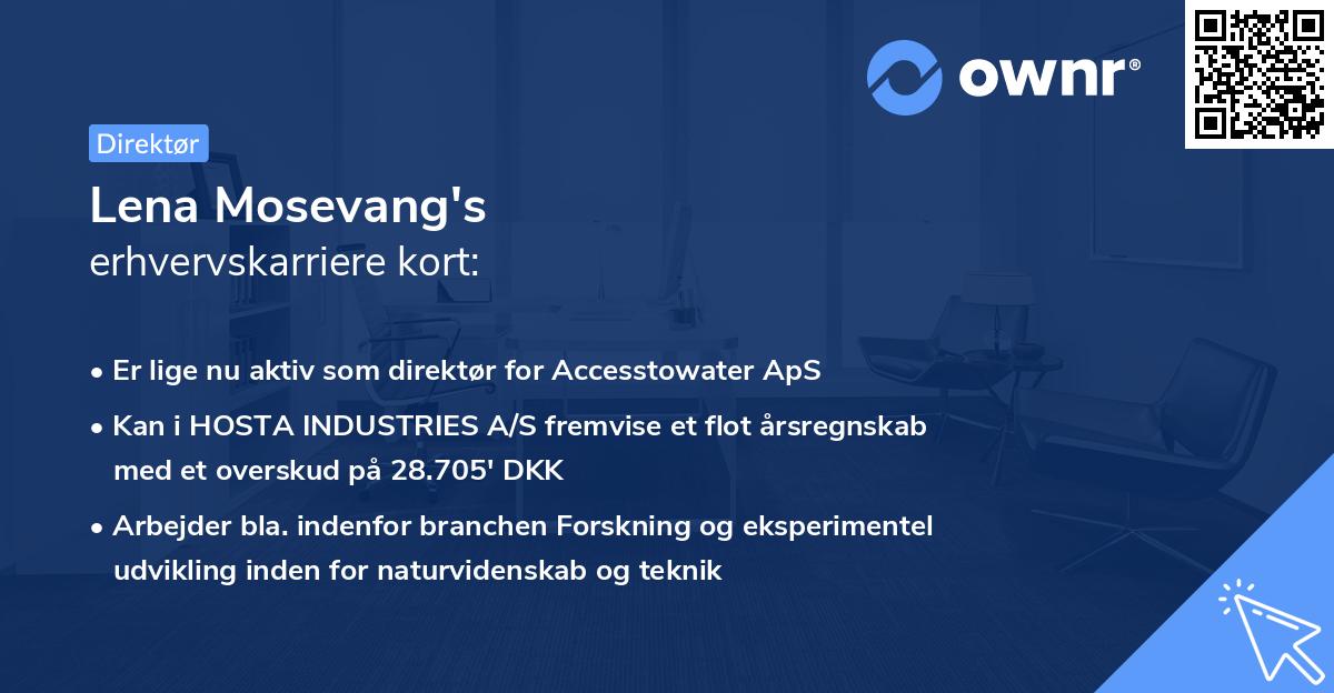 Lena Mosevang's erhvervskarriere kort