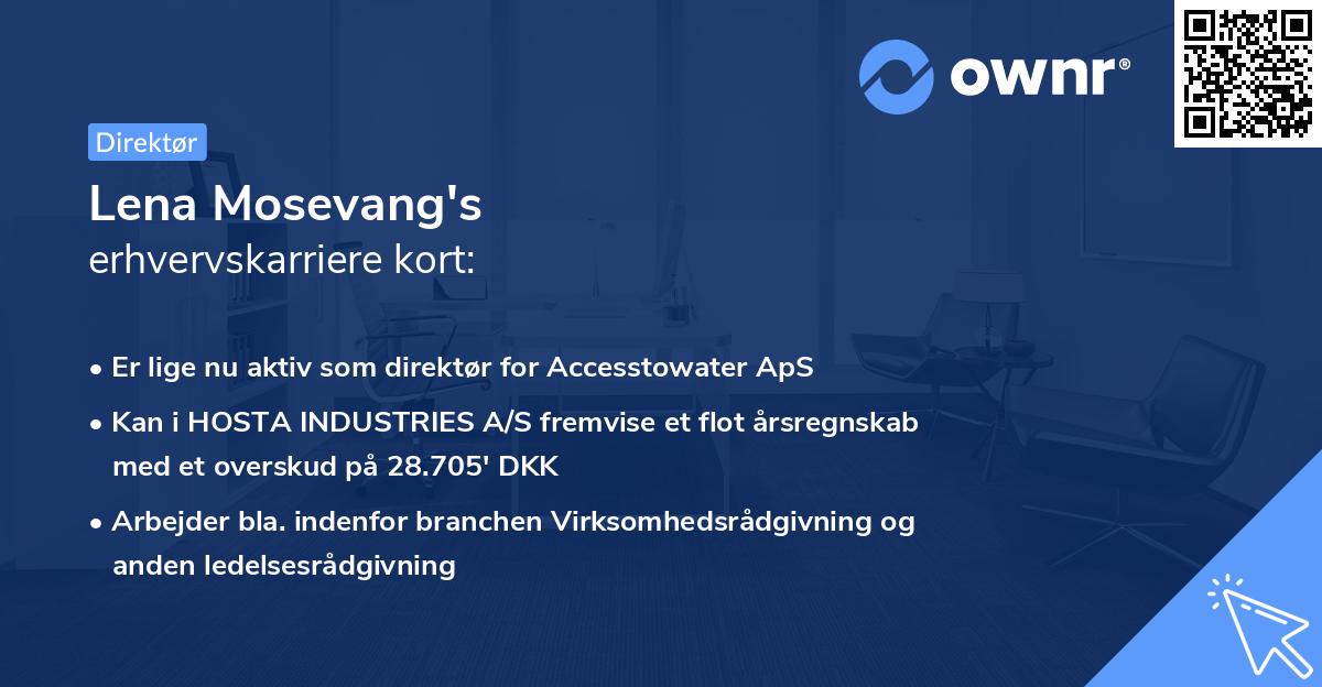 Lena Mosevang's erhvervskarriere kort