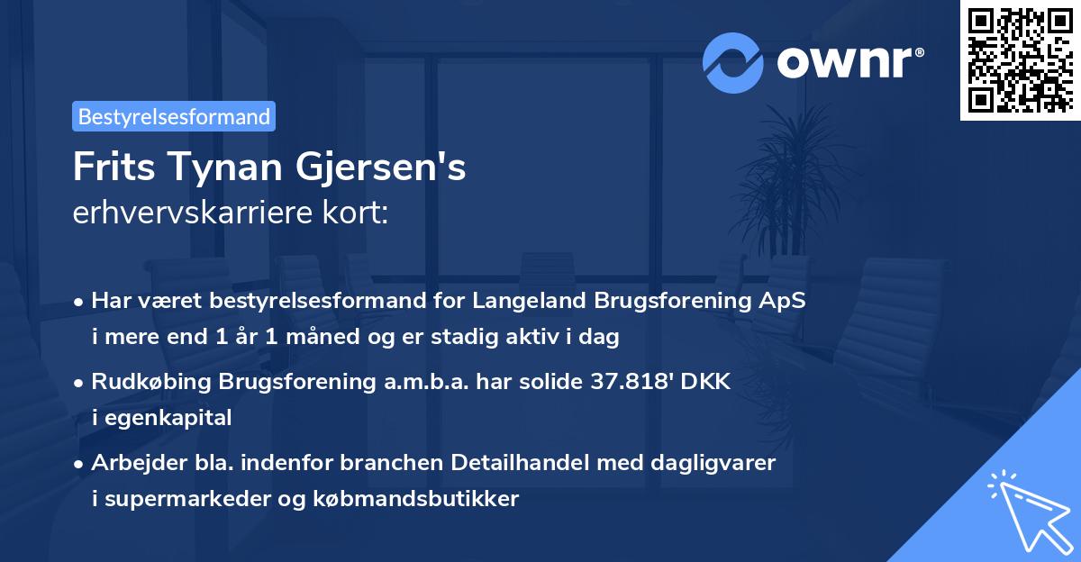 Frits Tynan Gjersen's erhvervskarriere kort