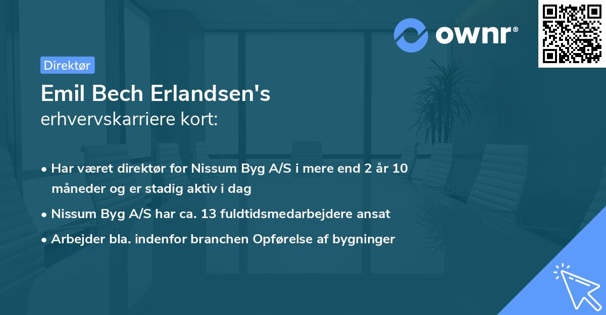 Emil Bech Erlandsen's erhvervskarriere kort