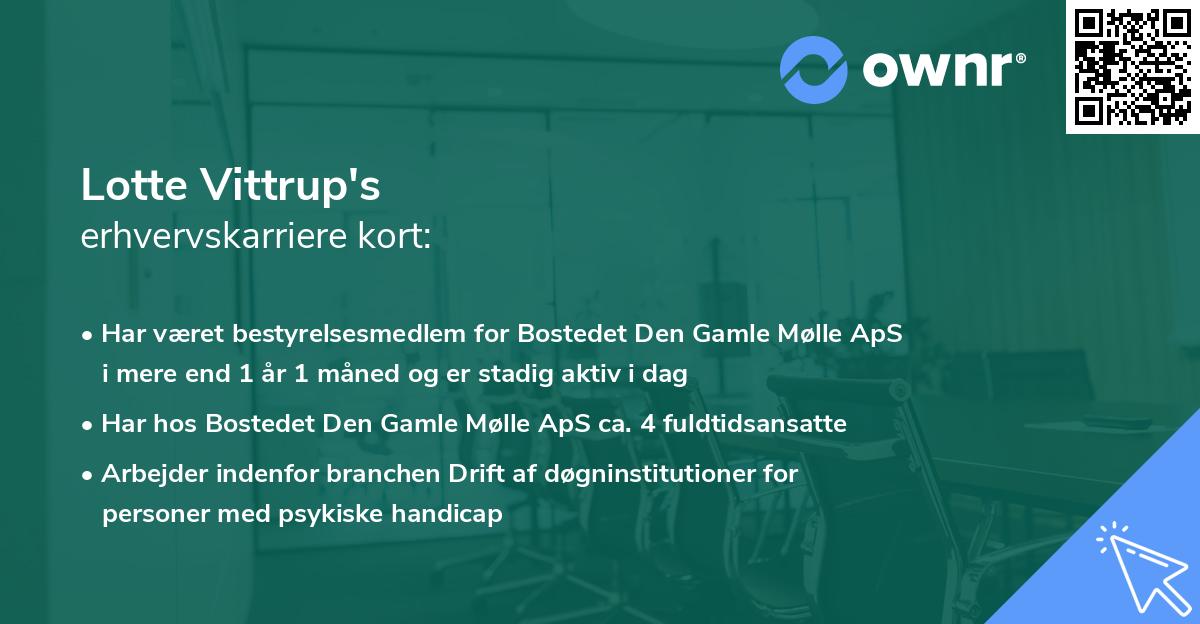 Lotte Vittrup's erhvervskarriere kort